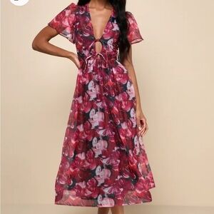 Floral Midi Wedding Guest Dress 🥀